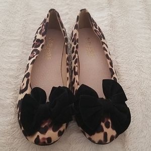 Leopard ballet flats with made made upper